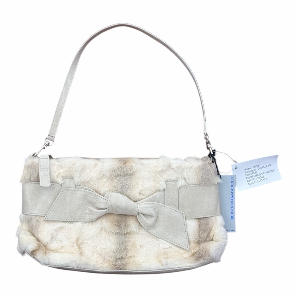 Vintage Y2K White mink Fur Shoulder Bag